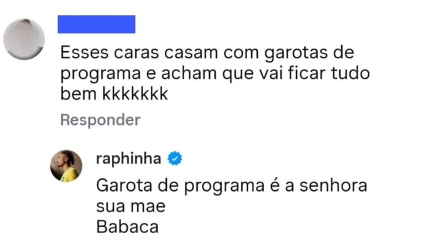 Raphinha se revoltou com internauta 