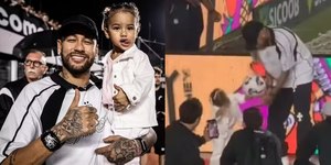 Filha de Neymar chora após levar bolada em Santos x Corinthians