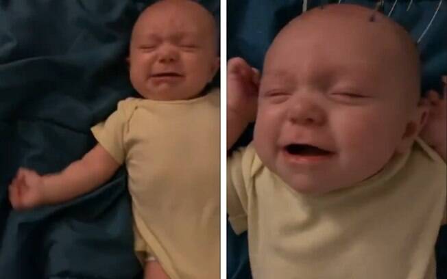 A mãe desse bebê tem um truque genial para fazê-lo parar de chorar; no vídeo, ela usa um massageador de cabeça