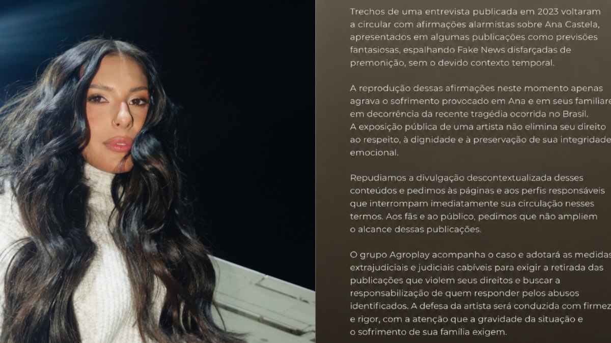 Equipe de Ana Castela emite nota de repúdio após previsões de vidente.