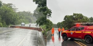 Rodovia MGC-251 é interditada após rompimento de bueiro