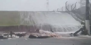 Chuva forte derruba muro do Aeroporto de Congonhas em SP