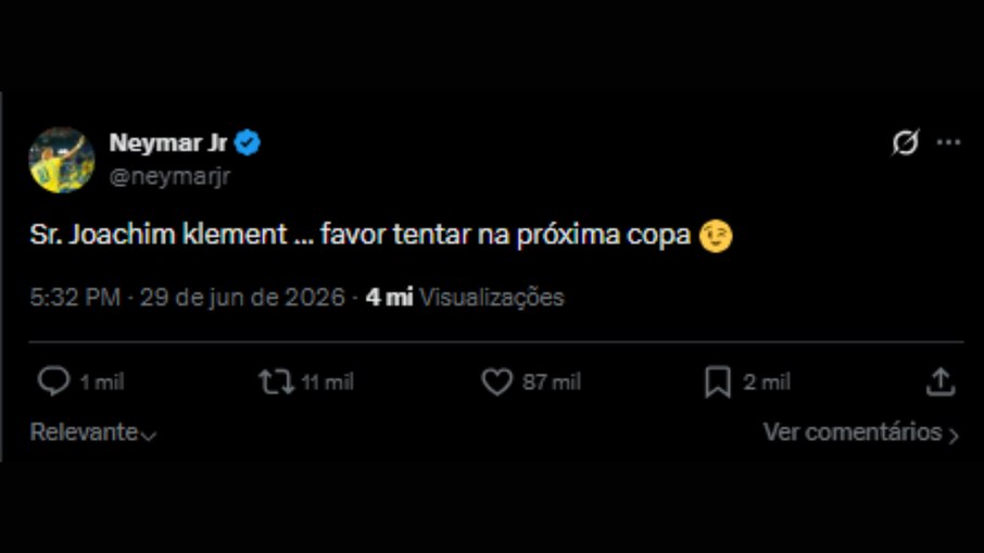Neymar brinca com matemático que previu derrota do Brasil