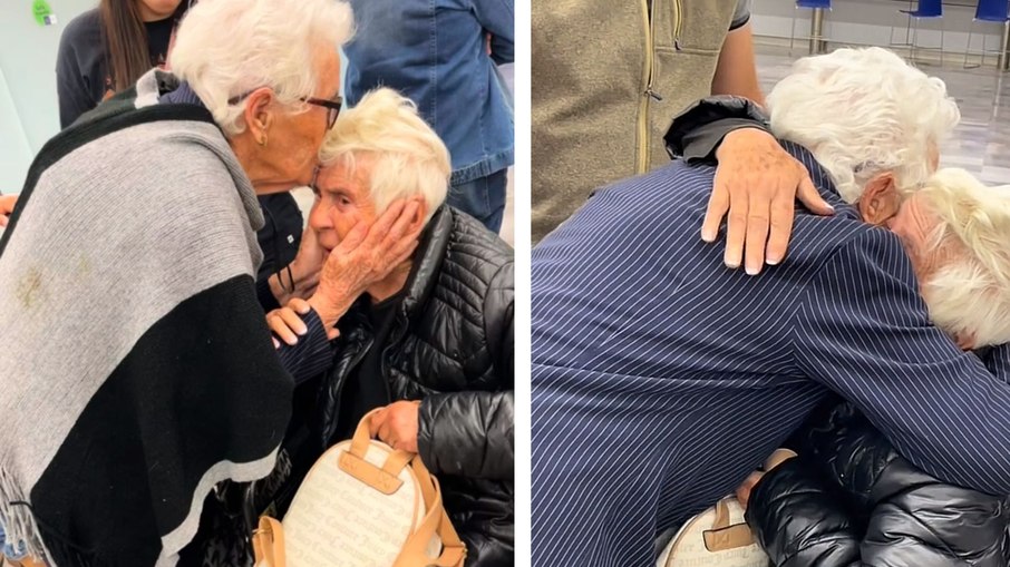 Gêmeas de 90 anos se emocionam ao se reencontrarem Gêmeas de 90 anos se emocionam ao se reencontrarem