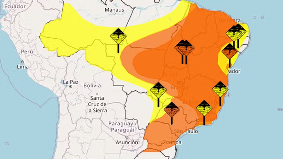 Mapa de alerta do Inmet