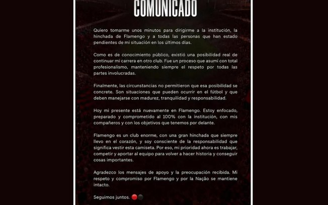 Plata é aguardado pela diretoria do Flamengo na tarde deste domingo (6)