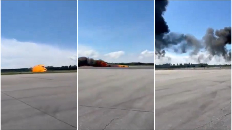 Avião militar polonês cai e explode ao se chocar contra o solo