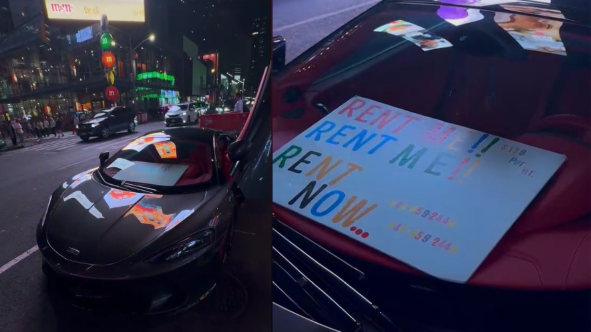 McLaren de R$ 20 milhões surge aberta na Times Square, NY
