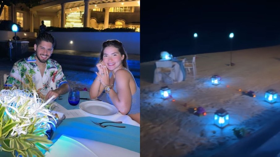 Virginia Fonseca e Zé Felipe curtem jantar romântico na praia da ilha de bilionários