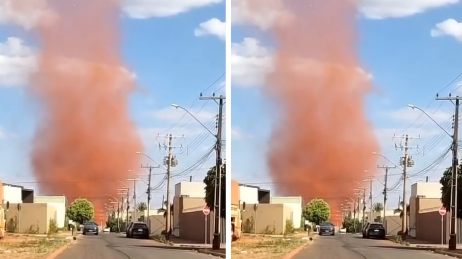 Redemoinho foi registrado em Jataí, no sudoeste de Goiás, em vídeo publicado nas redes sociais Redemoinho foi registrado em Jataí, no sudoeste de Goiás, em vídeo publicado nas redes sociais