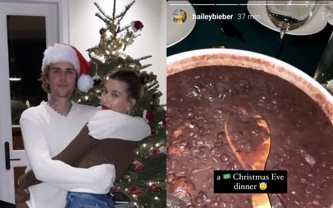 Hailey e Justin Bieber comemoram Natal com ceia brasileira