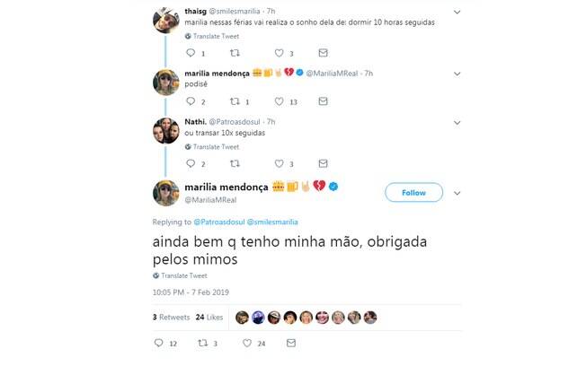 Marília Mendonça da resposta ousada paras seguidor do Twitter