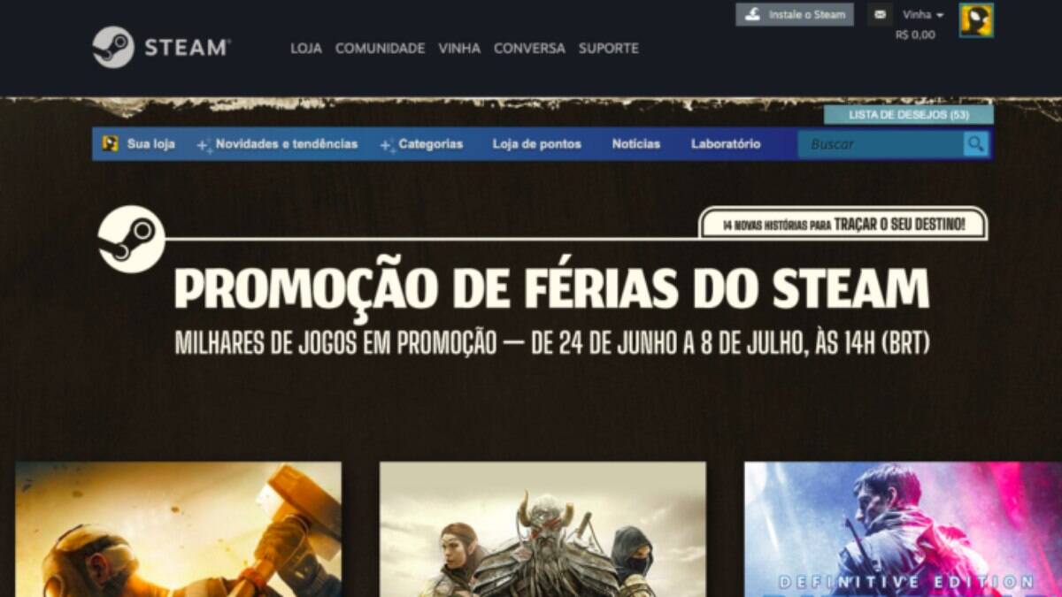 Steam: Jogos de PC com descontos de até 90%