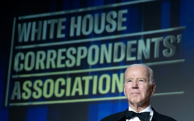 O presidente dos Estados Unidos, Joe Biden, na edição de 2023 do jantar anual da Associação de Correspondentes na Casa Branca