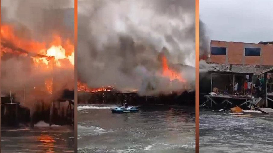 Moradias sobre palafitas foram atingidas pelas chamas