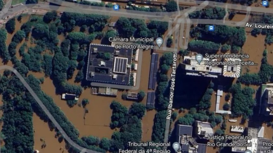Imagens do Google Maps mostram impacto das chuvas em Porto Alegre