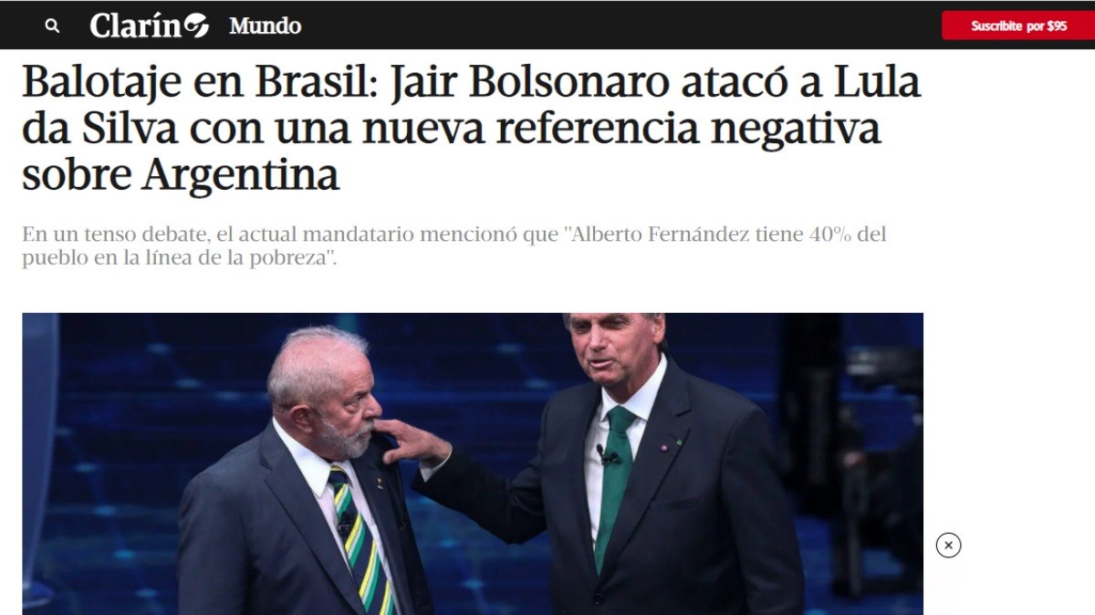 Clarín comenta sobre embate entre Lula e Bolsonaro