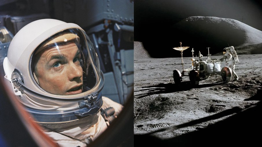 David Scott, comandante da Apollo 15, em preparação para o voo e durante a missão que inaugurou o uso do veículo lunar, ampliando de forma inédita a exploração científica da superfície da Lua