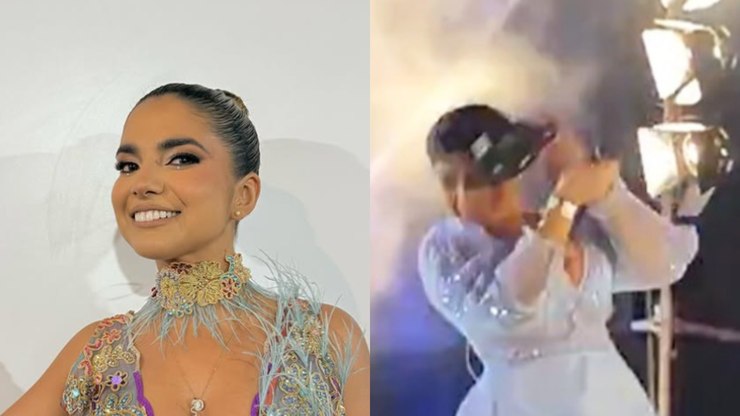 Drone atinge rosto de cantora e interrompe show ao vivo