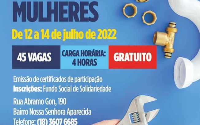 Curso gratuito de encanador para mulheres está com inscrições abertas em Araçatuba Curso gratuito de encanador para mulheres está com inscrições abertas em Araçatuba