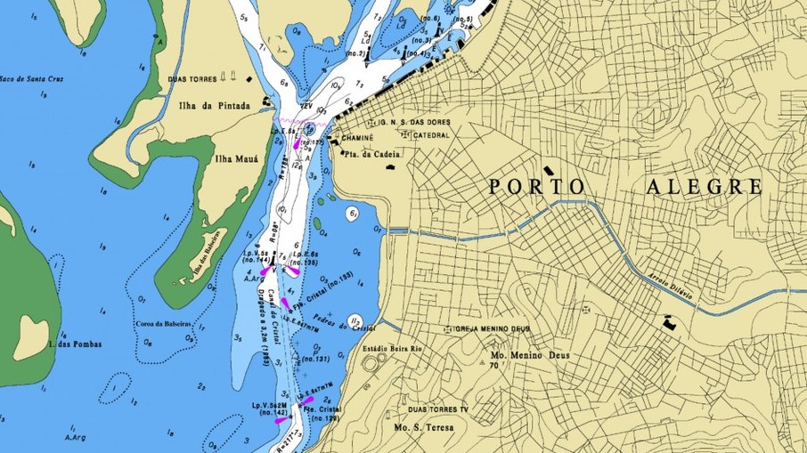 Mapa antigo mostra área de deposição de sedimentos (verde) e Coroa da Balseiras (desenho pontilhado) Mapa antigo mostra área de deposição de sedimentos (verde) e Coroa da Balseiras (desenho pontilhado)