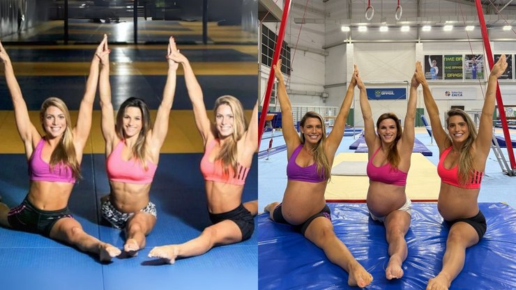 Grávidas: Jade Barbosa, Bia e Branca recriam foto 10 anos depois