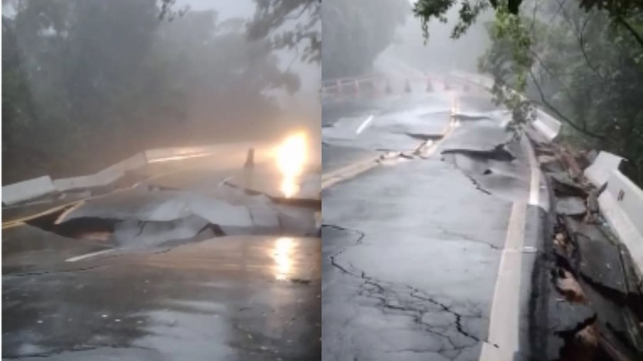 Estrada Mogi-Bertioga é interditada em trecho destruído por chuva