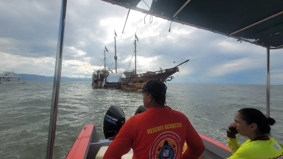 Réplica do navio no momento do naufrágio