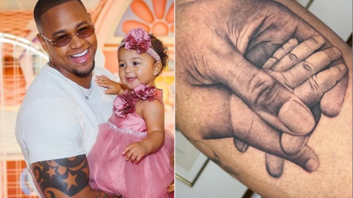 Léo Santana tatuou mão da filha e dele