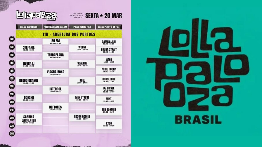 Programação do Lollapalooza 2026 dessa sexta-feira