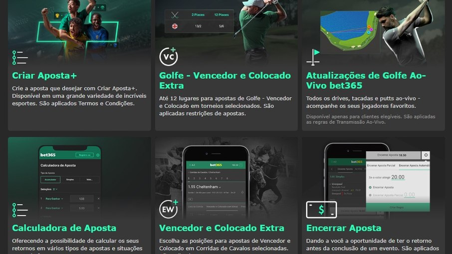 Bet365 oferece uma série de possibilidades de apostas e ações