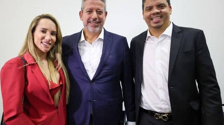 Prefeito de Pinheiro (MA), Luciano Genésio, ao lado do presidente da Câmara, Arthur Lira, em visita a São Luís 
