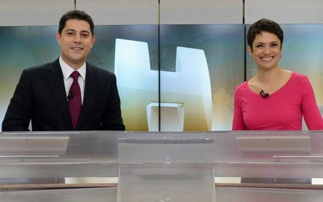 Evaristo Costa e Sandra Annenberg no 'Jornal Hoje'