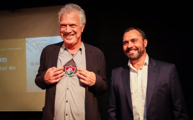 Pedro Bial durante a apresentação de uma conferência sobre o Fluminense na ABL