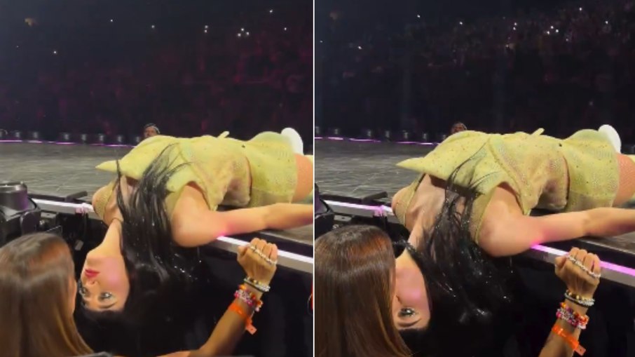 Solteira, Katy Perry dá selinho em fã durante show Solteira, Katy Perry dá selinho em fã durante show