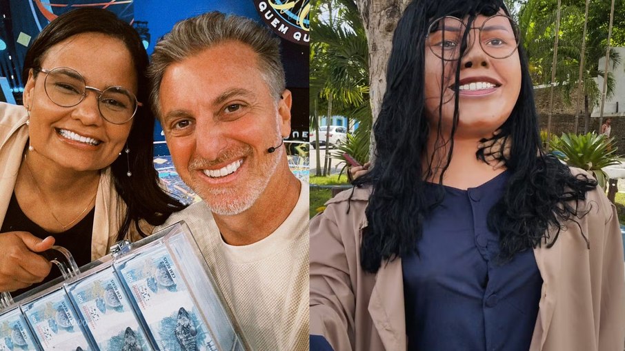 Jullie Dutra ao lado do apresentador Luciano Huck