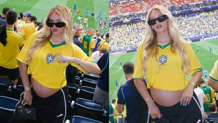 Grávida, mulher de Endrick exibe acessórios de luxo em estádio