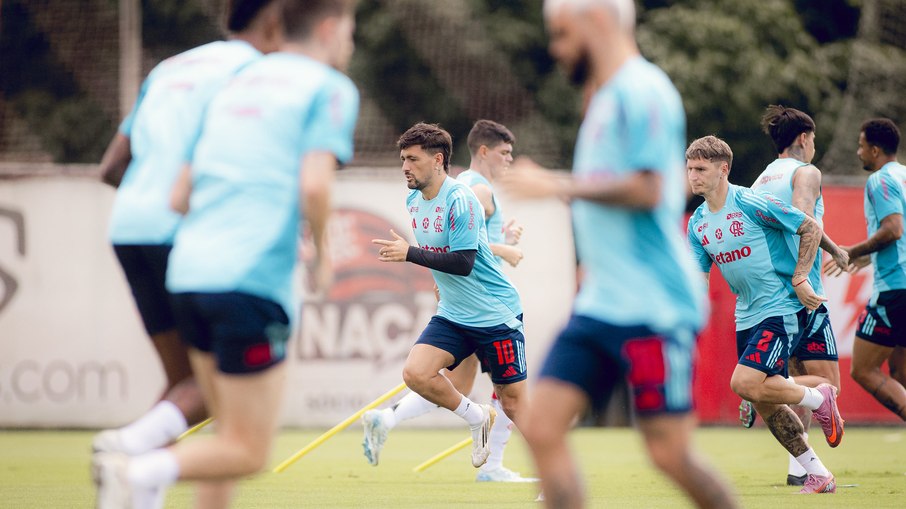Jogadores do Flamengo em treino no Ninho do Urubu durante a Data Fifa Jogadores do Flamengo em treino no Ninho do Urubu durante a Data Fifa