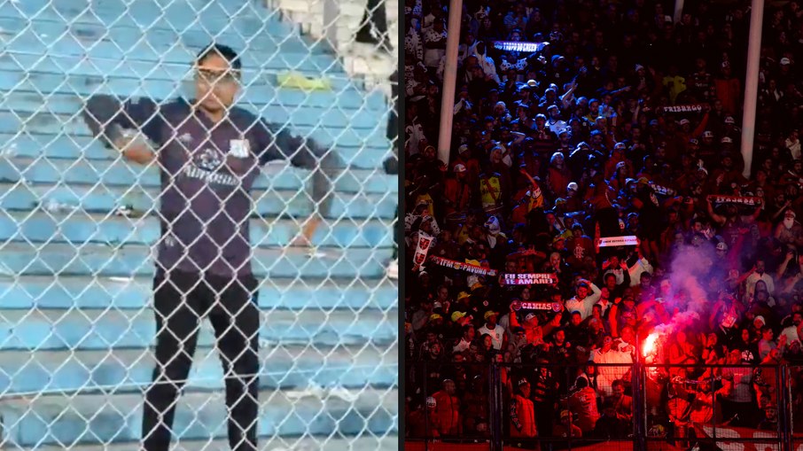 Torcedor do Racing (à esquerda) flagrado pela reportagem do GE.com Torcedor do Racing (à esquerda) flagrado pela reportagem do GE.com