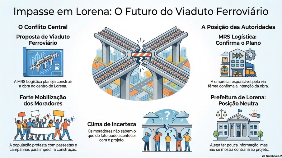  Infográfico detalha pontos centrais do viaduto em Lorena (SP). 