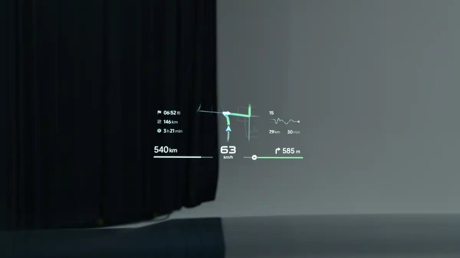 Head-up display projeta informações de navegação e condução no campo de visão do motorista