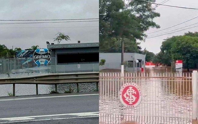 CTs de Inter e Grêmio completamente alagados pelas chuvas que atingiram o Rio Grande do Sul