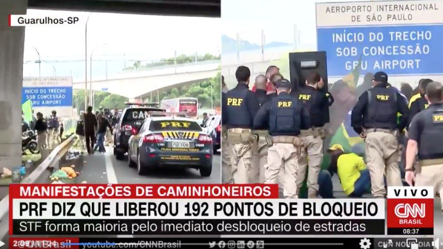 PRF desbloqueia Rodovia Helio Smidt em Guarulhos