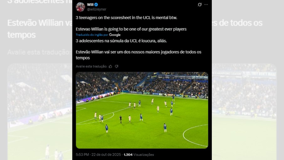 Estêvão cai nas graças da torcida do Chelsea após gol histórico