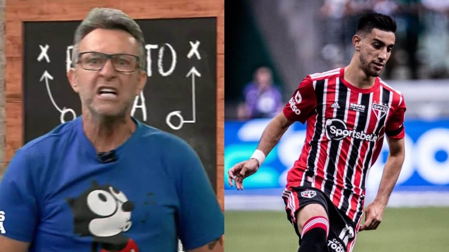 Neto dispara contra Pedrinho, atacante do São Paulo