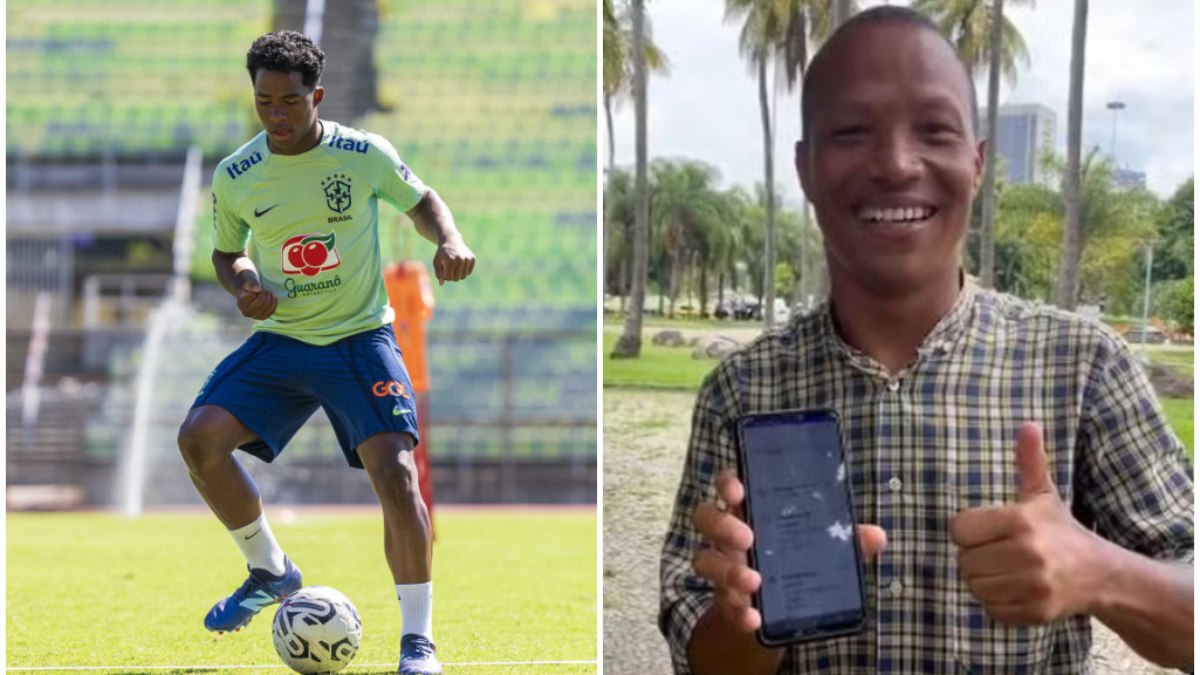 Endrick dá R$ 1 mil a engraxate em aeroporto