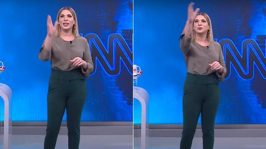 Daniela Lima tenta matar mosquito durante o CNN 360º