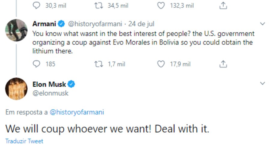 Elon Musk diz em Twitter que dará golpe em quem quiser   - 14.06.2022