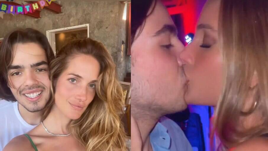 João Guilherme beija a namorada Schynaider Moura em festa de aniversário