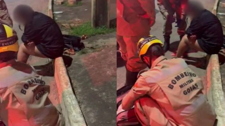 Advogada sendo socorrida por bombeiros após se jogar de carro em movimento Advogada sendo socorrida por bombeiros após se jogar de carro em movimento